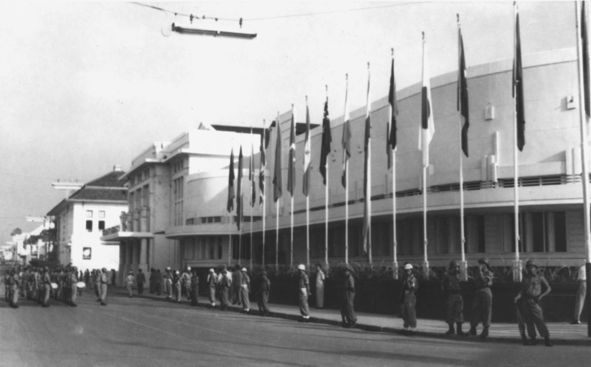 Gedung Merdeka in Bandung during the Asia-Africa Conference in 1955. Gedung Merdeka in Bandung during the Asia-Africa Conference in 1955.